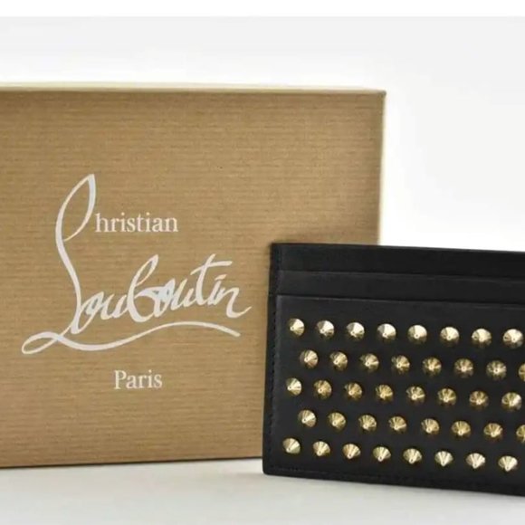 CHRISTIAN LOUBOUTIN gold spike Kios card holder